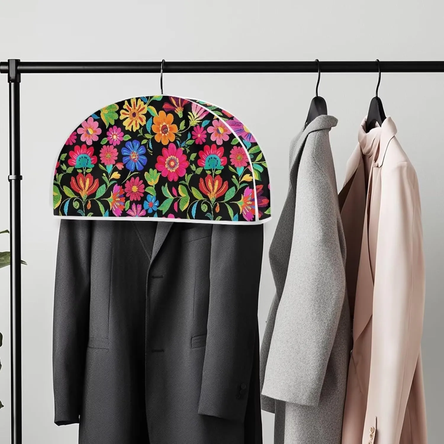 Colourful Flowers Garment Bags for Travel Bag Hanger for Closet Washable Portable for Travel Hotel