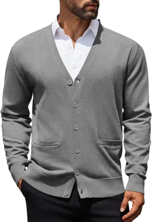 COOFANDY Mens Cardigan Sweaters Long Sleeve V Neck Cardigans Lightweight Knitted Button Down Sweaters with Pockets