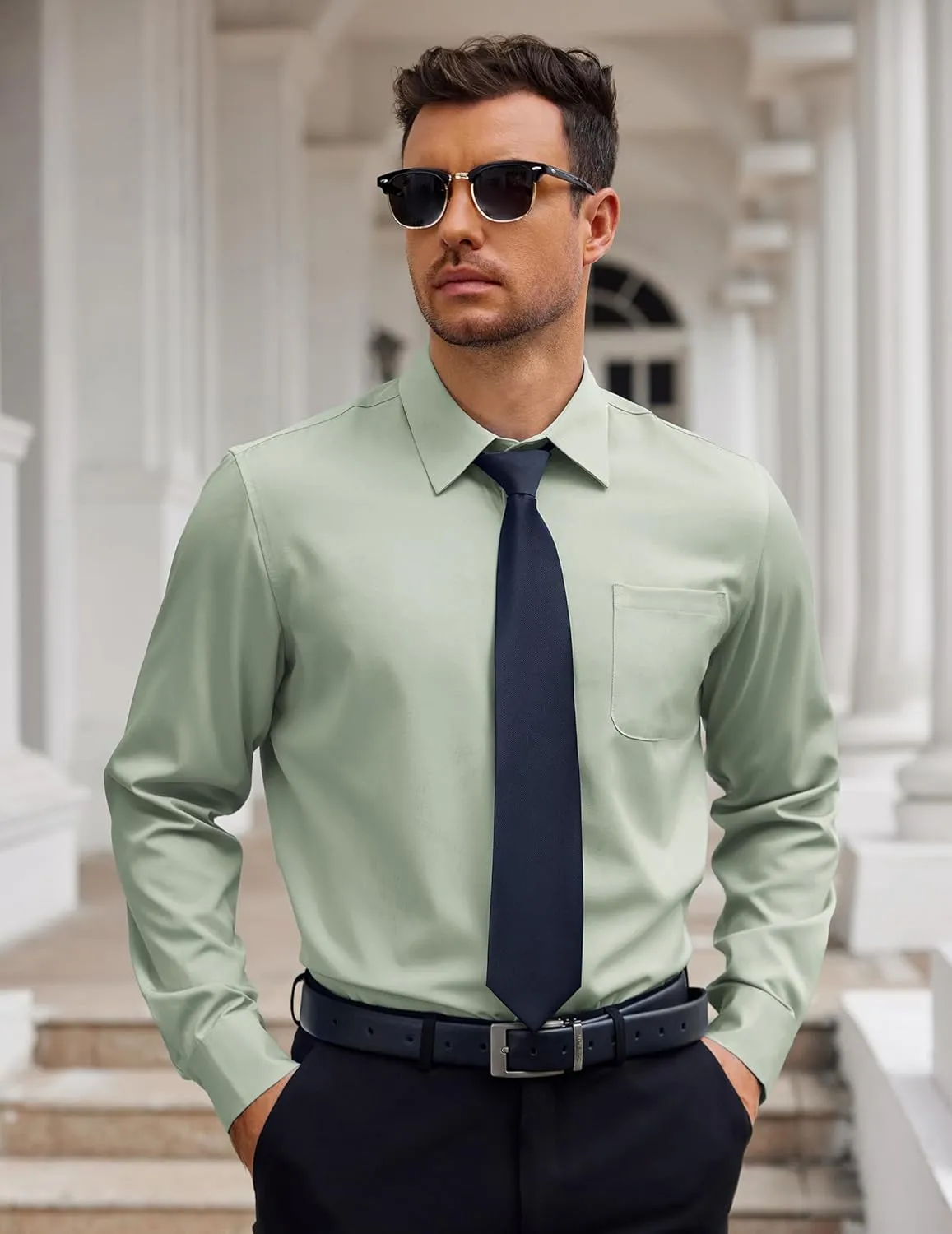 COOFANDY Mens Dress Shirt Long Sleeve Button Down Shirts Business Casual Wrinkle Free Shirts with Pocket