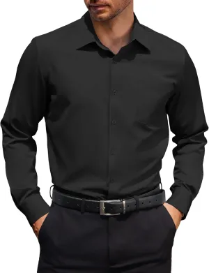 COOFANDY Mens Dress Shirt Long Sleeve Button Down Shirts Business Casual Wrinkle Free Shirts with Pocket