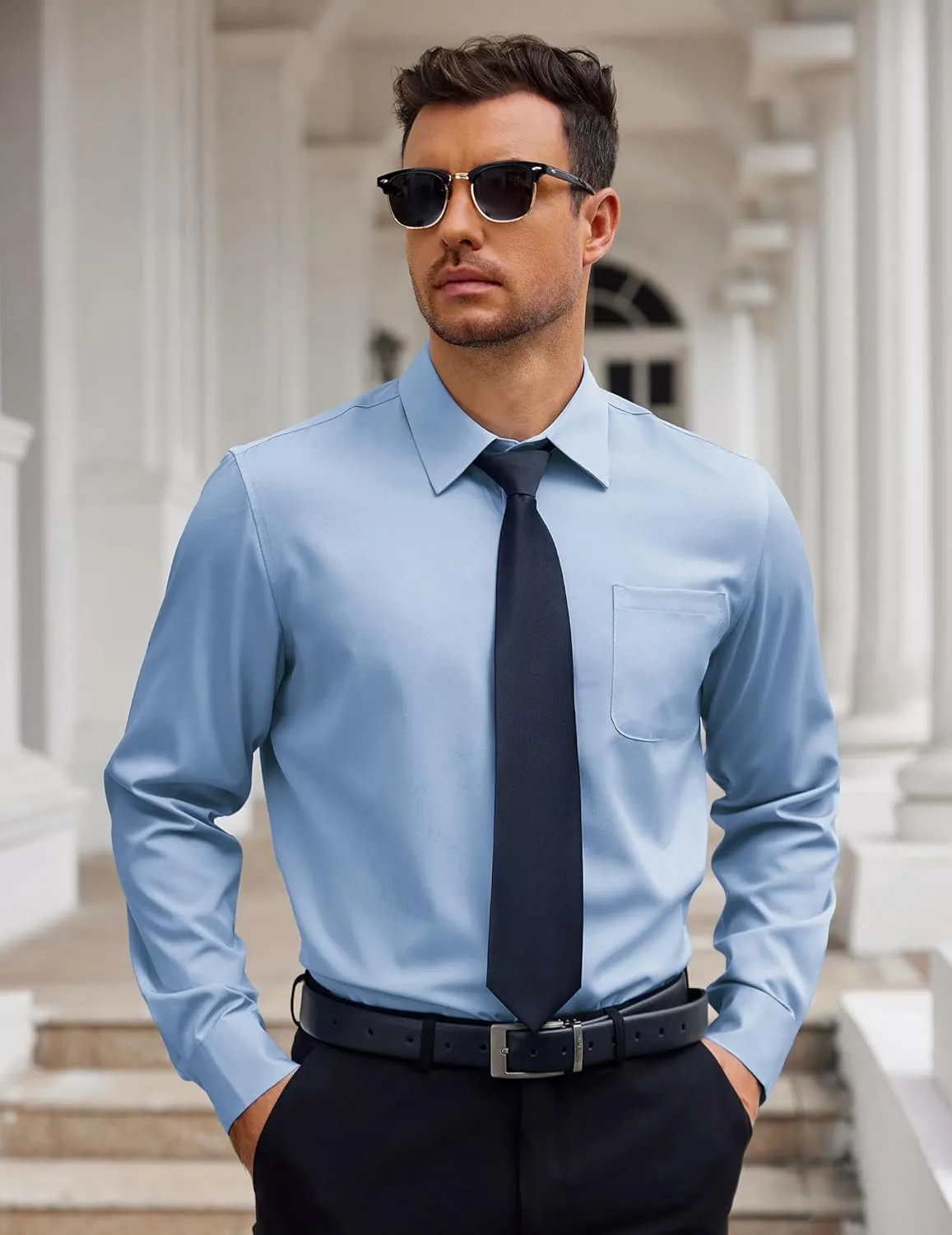 COOFANDY Mens Dress Shirt Long Sleeve Button Down Shirts Business Casual Wrinkle Free Shirts with Pocket