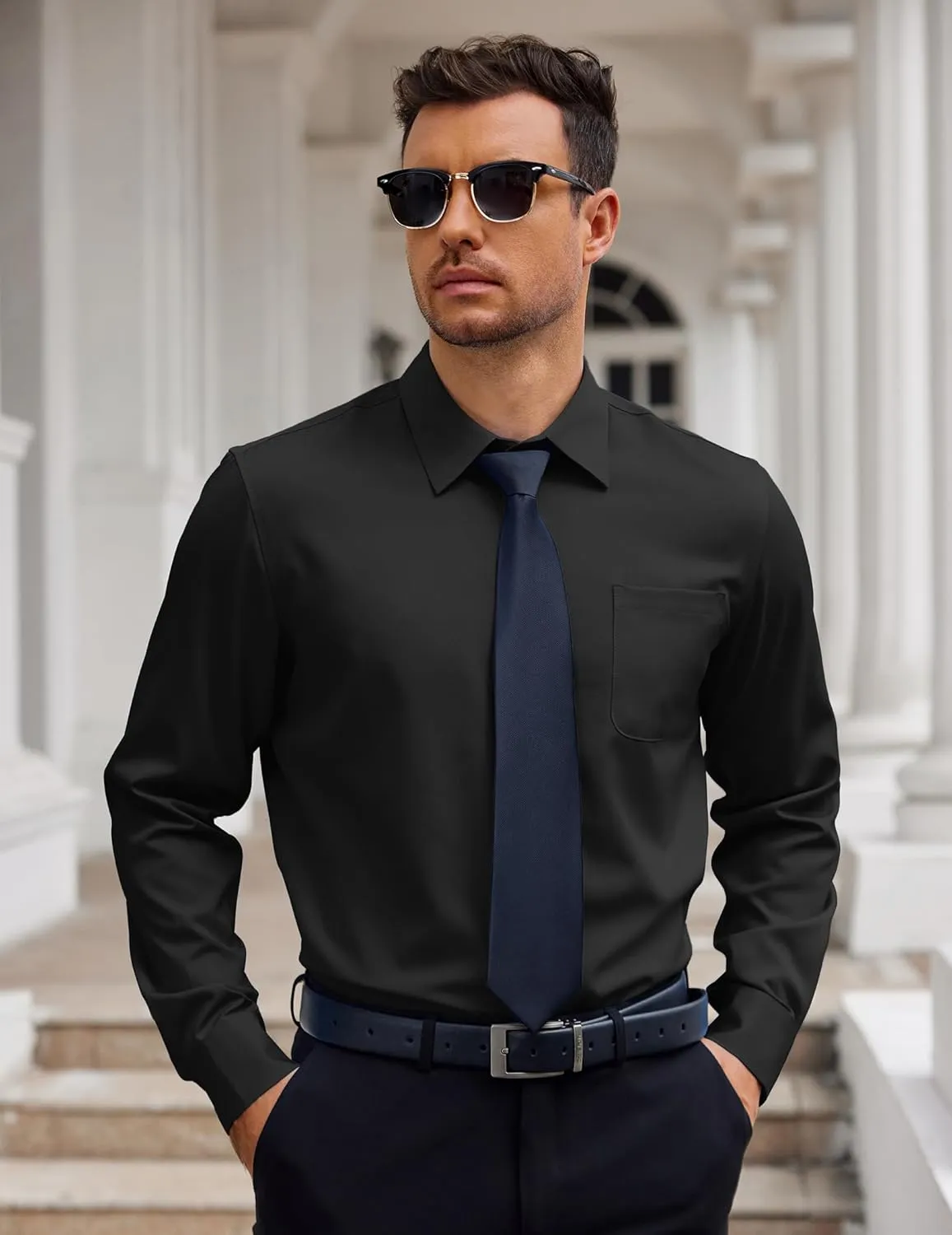 COOFANDY Mens Dress Shirt Long Sleeve Button Down Shirts Business Casual Wrinkle Free Shirts with Pocket