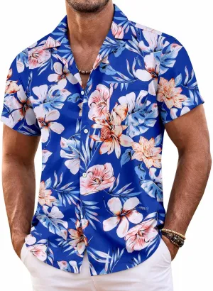 COOFANDY Mens Hawaiian Shirt Short Sleeve Floral Button Down Shirts Tropical Summer Beach Shirts Camp Collar Shirt