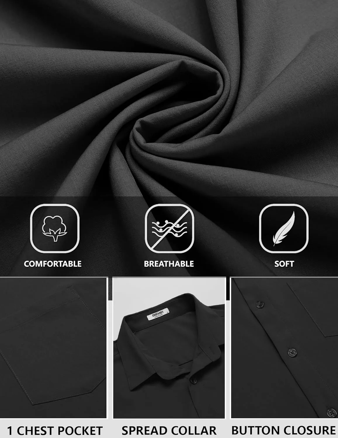COOFANDY Men's Linen Long Sleeve Shirts Casual Button Down Untucked Shirt Vacation Wedding Shirts with Pocket
