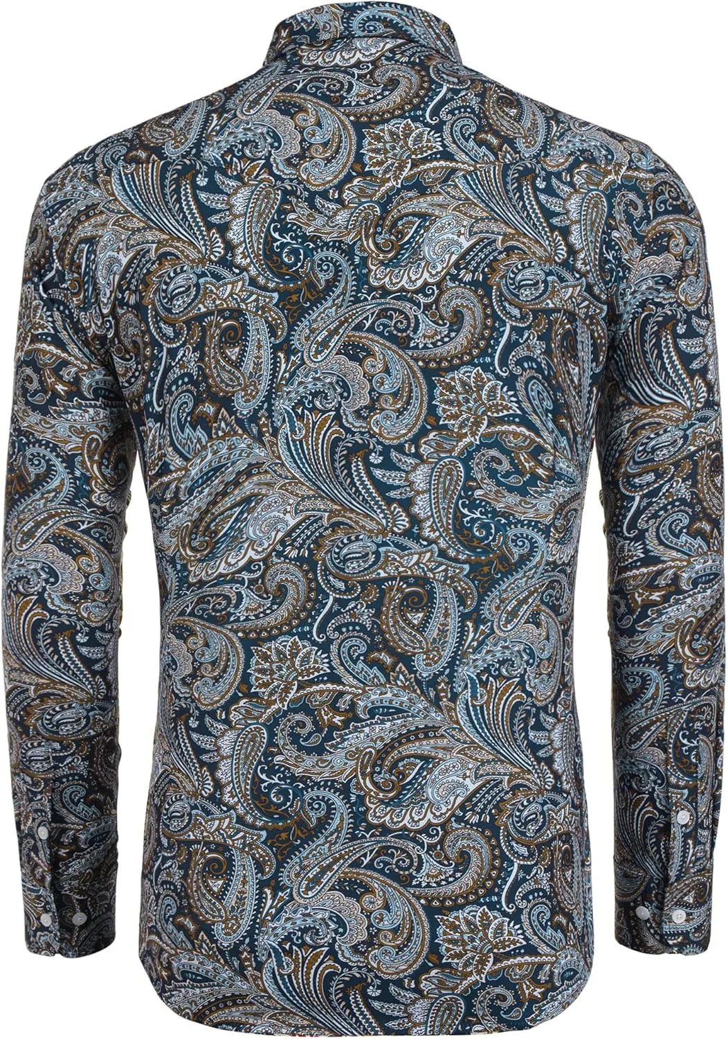 COOFANDY Mens Paisley Printed Shirts Casual Long Sleeve Button Down Shirts Floral Dress Shirt with Pockets