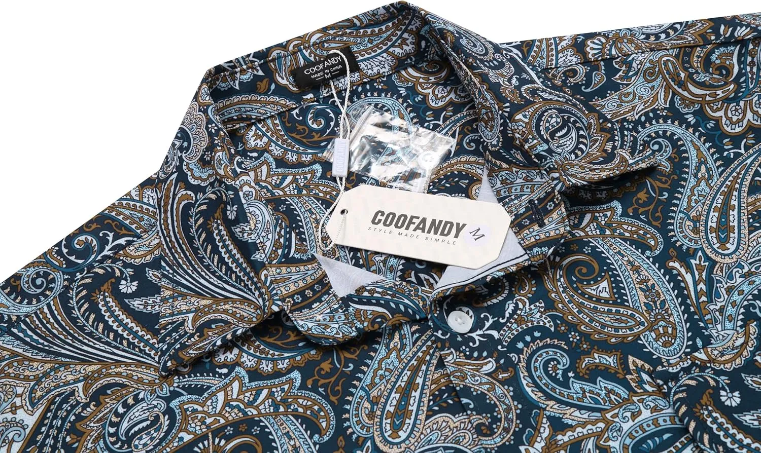 COOFANDY Mens Paisley Printed Shirts Casual Long Sleeve Button Down Shirts Floral Dress Shirt with Pockets