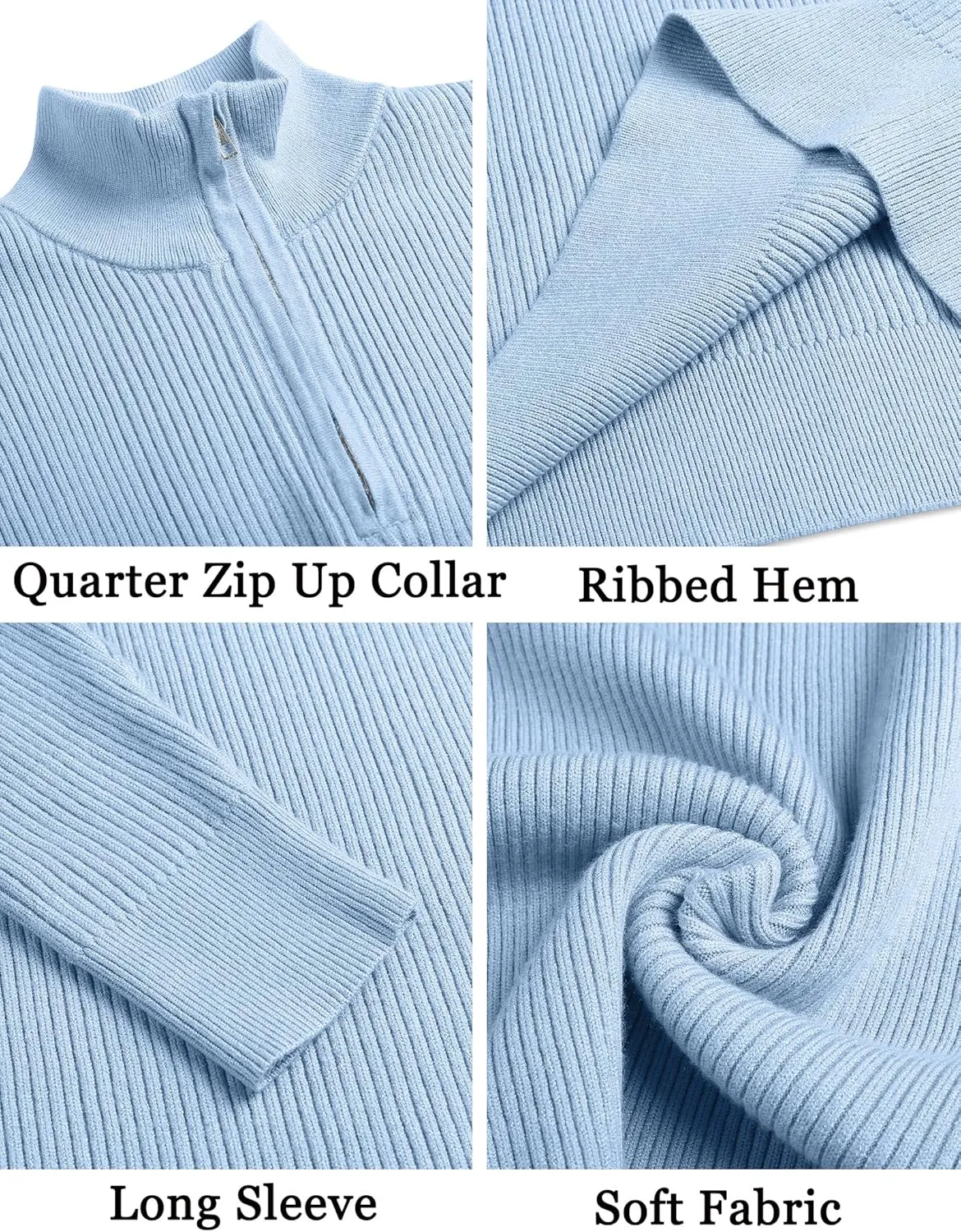 COOFANDY Men's Quarter Zip Sweaters Slim Fit Mock Neck Pullover Sweater Lightweight Knitted Polo Sweaters