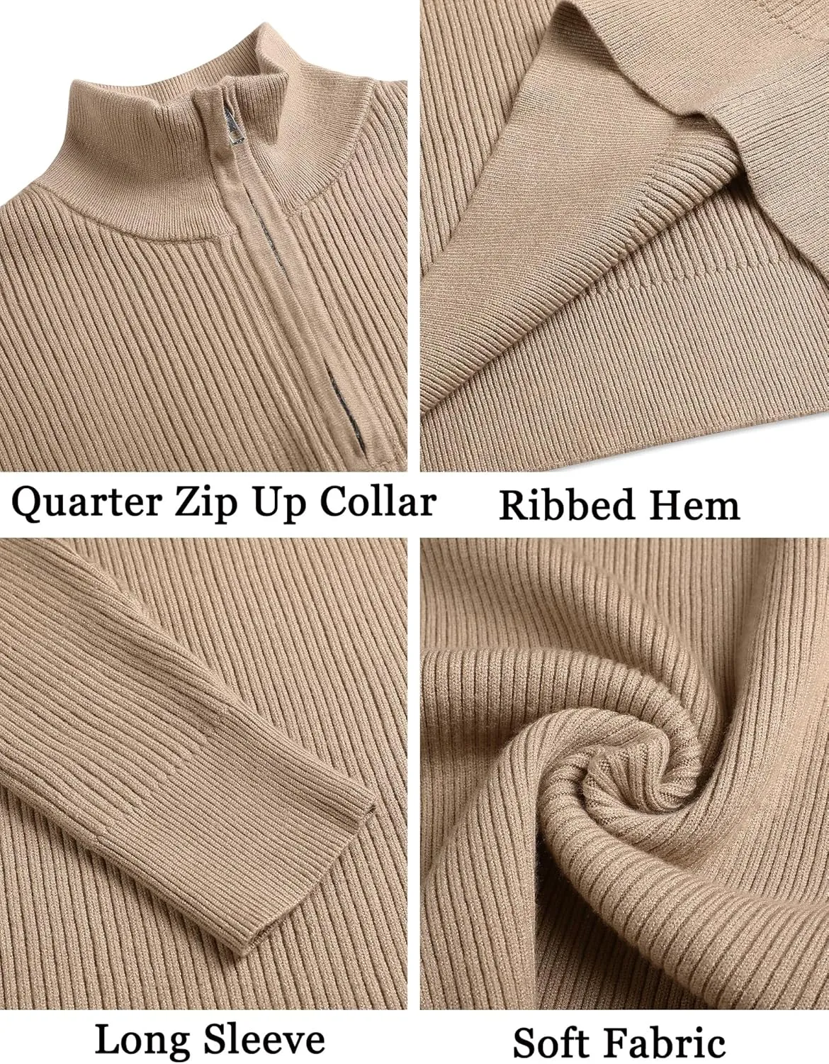 COOFANDY Men's Quarter Zip Sweaters Slim Fit Mock Neck Pullover Sweater Lightweight Knitted Polo Sweaters