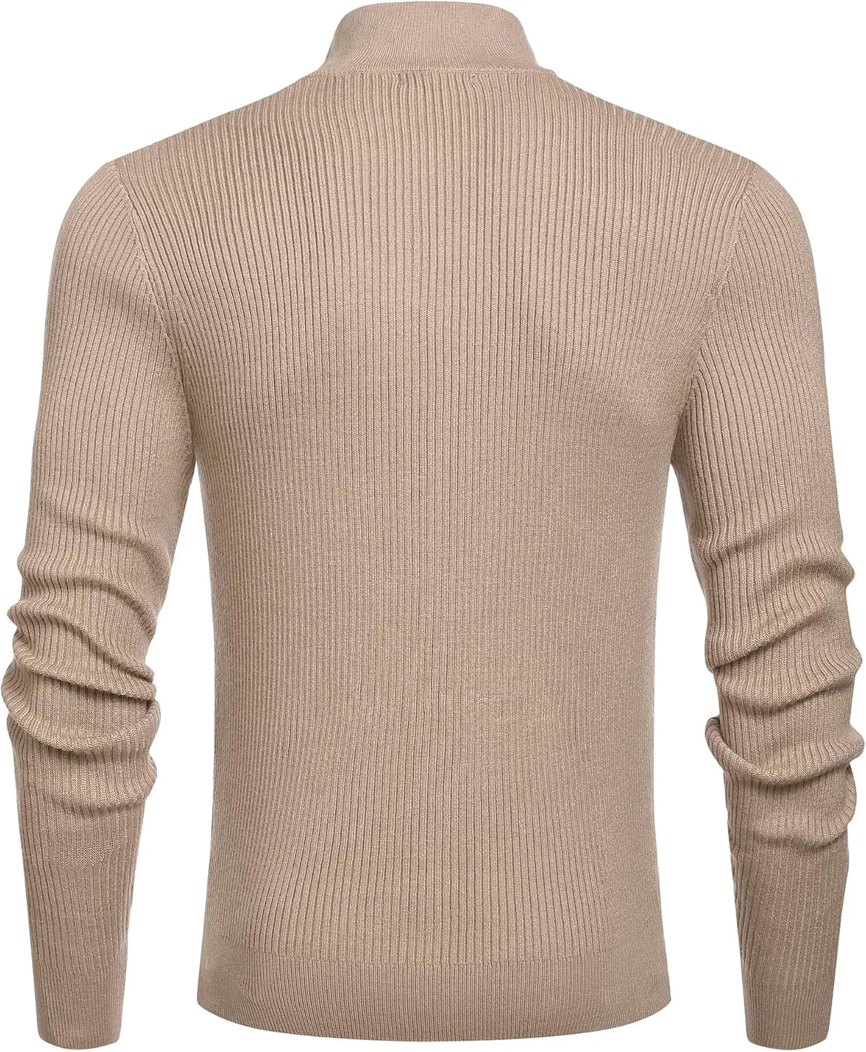COOFANDY Men's Quarter Zip Sweaters Slim Fit Mock Neck Pullover Sweater Lightweight Knitted Polo Sweaters