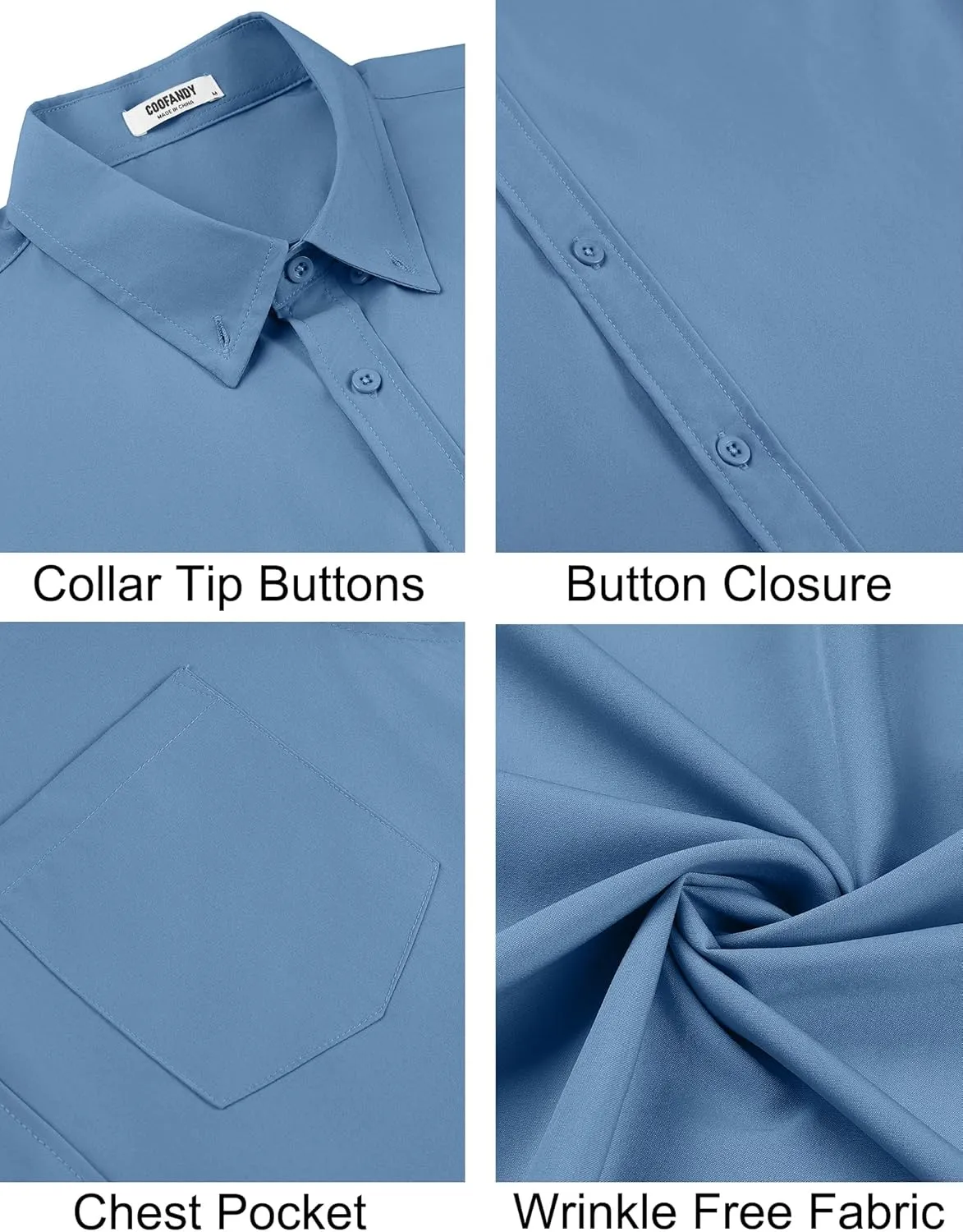 COOFANDY Men's Short Sleeve Button Down Shirts Casual Summer Untucked Wrinkle Free Dress Shirts with Pocket