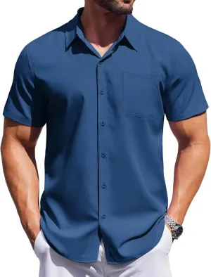 COOFANDY Mens Short Sleeve Dress Shirts Button Down Shirts Regular Fit Business Casual Shirt with Pocket