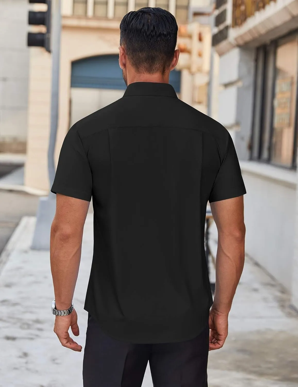COOFANDY Mens Short Sleeve Dress Shirts Wrinkle Free Casual Button Down Shirts Summer Untucked Dress Shirt