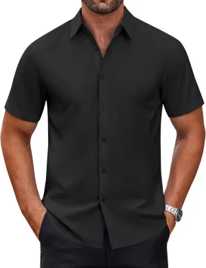 COOFANDY Mens Short Sleeve Dress Shirts Wrinkle Free Casual Button Down Shirts Summer Untucked Dress Shirt
