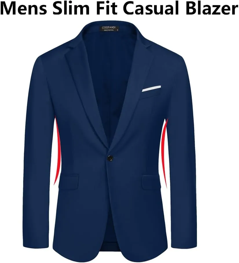 COOFANDY Men's Slim Fit Casual Blazers Lightweight Sport Coats One Button Suit Jackets