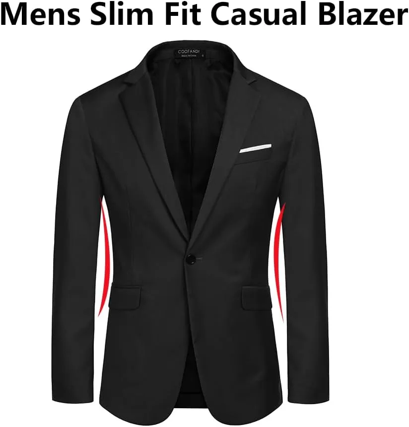 COOFANDY Men's Slim Fit Casual Blazers Lightweight Sport Coats One Button Suit Jackets