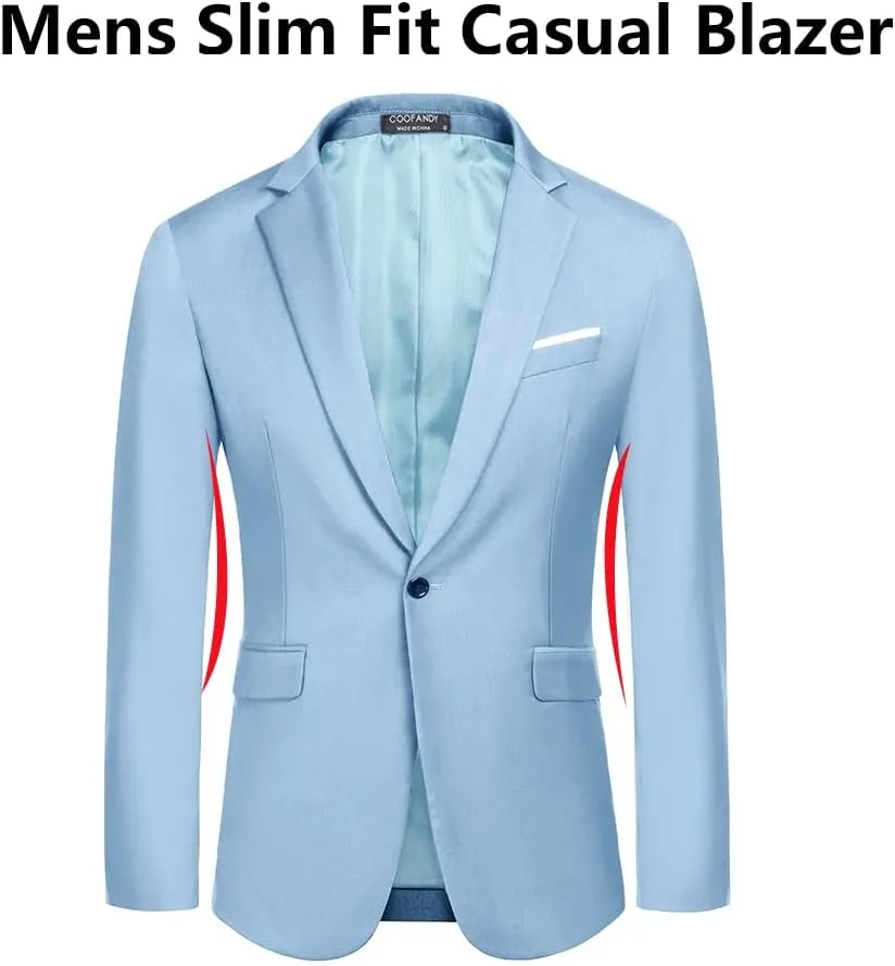 COOFANDY Men's Slim Fit Casual Blazers Lightweight Sport Coats One Button Suit Jackets