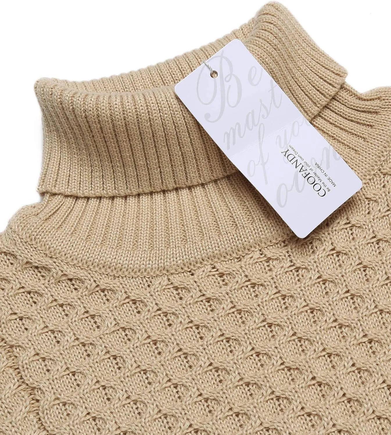COOFANDY Men's Slim Fit Turtleneck Sweater Casual Knitted Twisted Pullover Solid Sweaters
