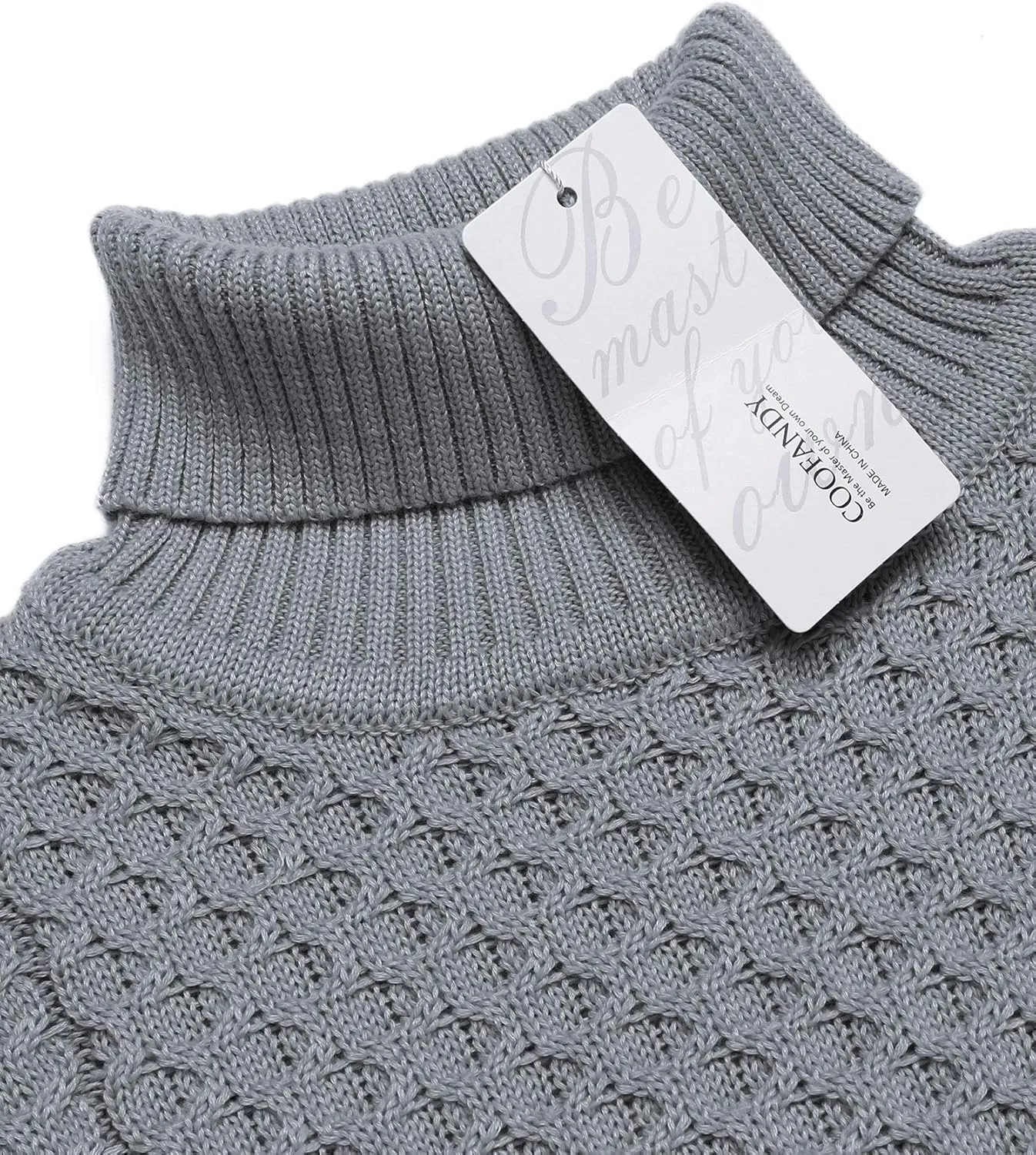 COOFANDY Men's Slim Fit Turtleneck Sweater Casual Knitted Twisted Pullover Solid Sweaters