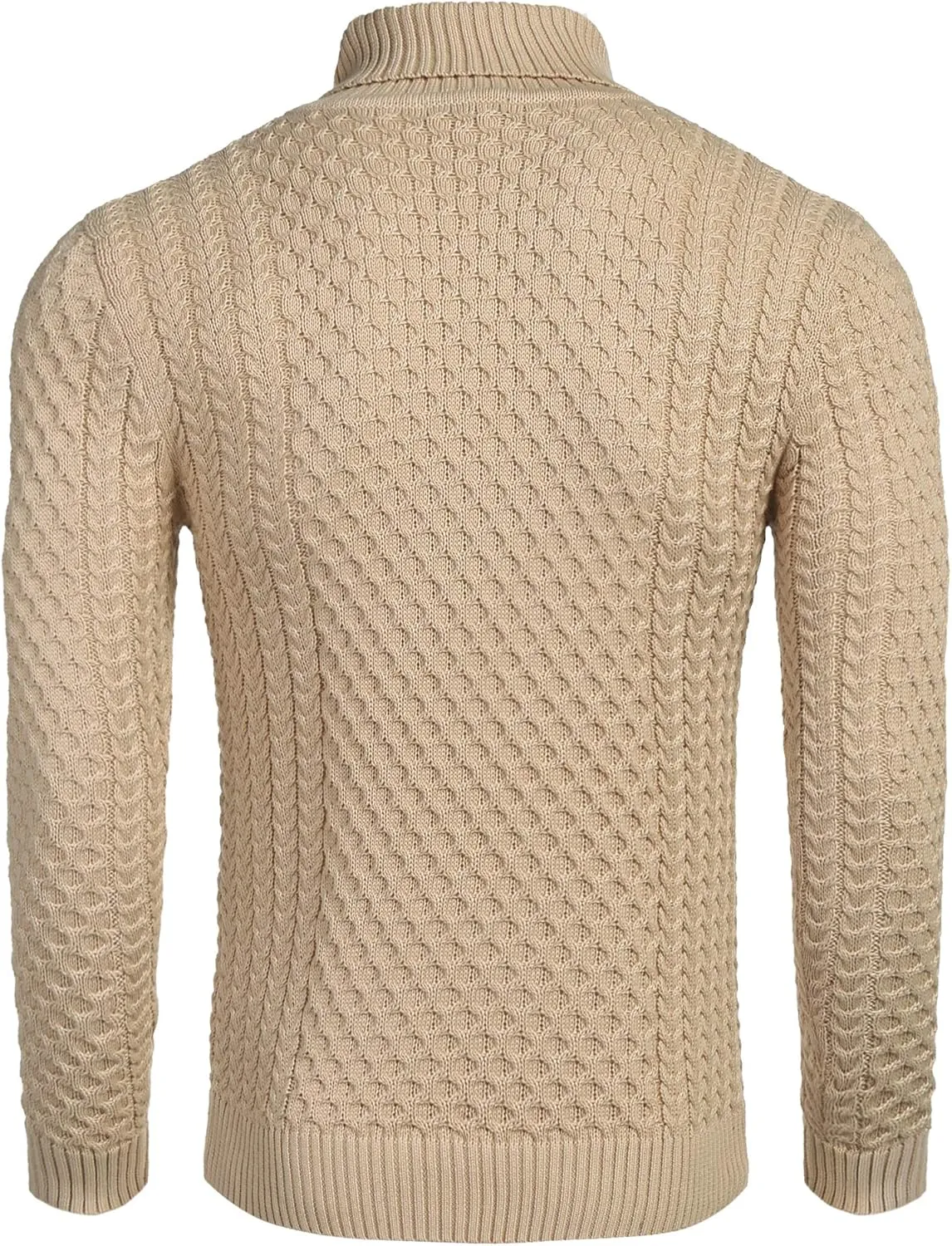 COOFANDY Men's Slim Fit Turtleneck Sweater Casual Knitted Twisted Pullover Solid Sweaters