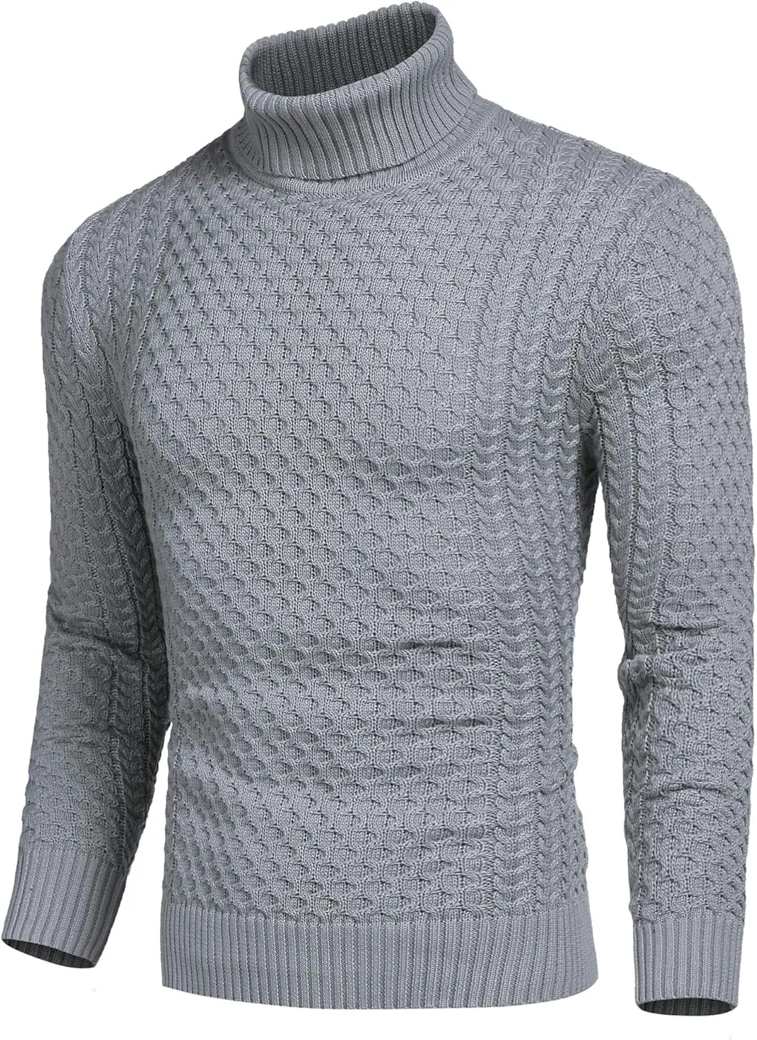 COOFANDY Men's Slim Fit Turtleneck Sweater Casual Knitted Twisted Pullover Solid Sweaters