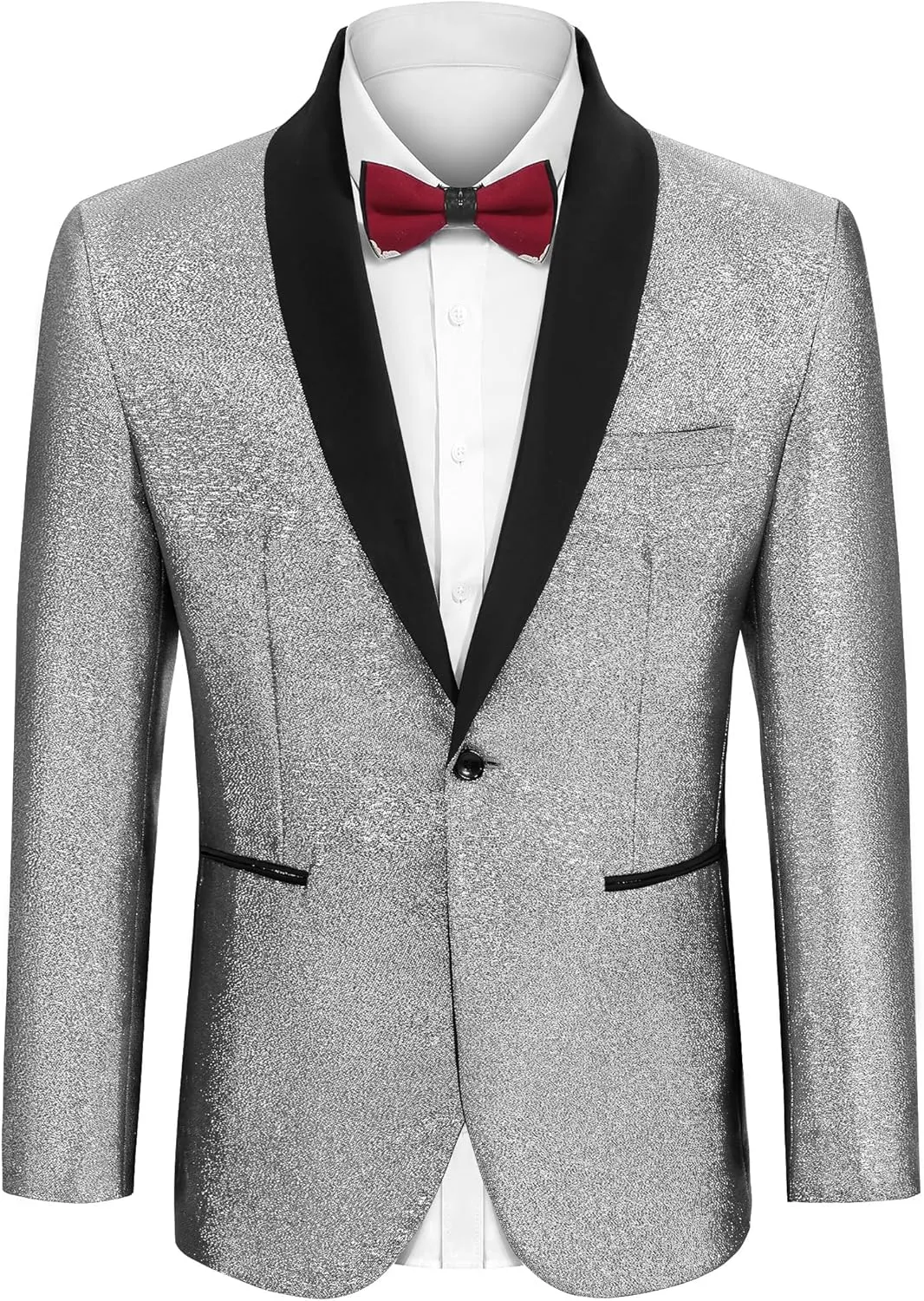 COOFANDY Men's Tuxedo Jacket Slim Fit Shawl Lapel Blazer One Button Suit Jackets for Party Prom Wedding Dinner
