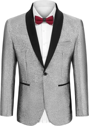 COOFANDY Men's Tuxedo Jacket Slim Fit Shawl Lapel Blazer One Button Suit Jackets for Party Prom Wedding Dinner