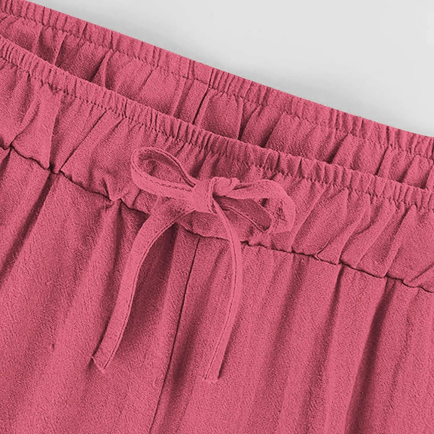 Cotton Linen Pants for Women Dressy Casual Trousers Loose Drawstring Waist Lounge Long Pants Pockets Summer Outfits