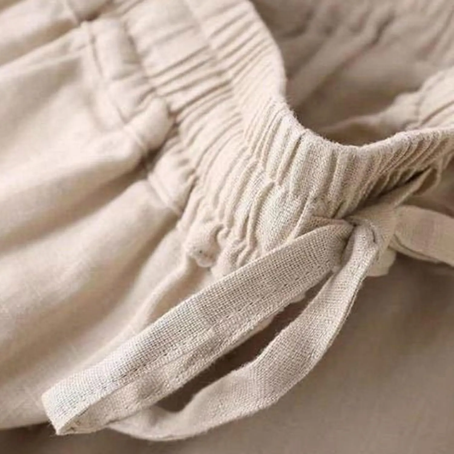 Cotton Linen Pants for Women Loose Fit Wide Leg Drawstring Elastic Waisted Summer Plus Size Casual Straight Pants Trousers
