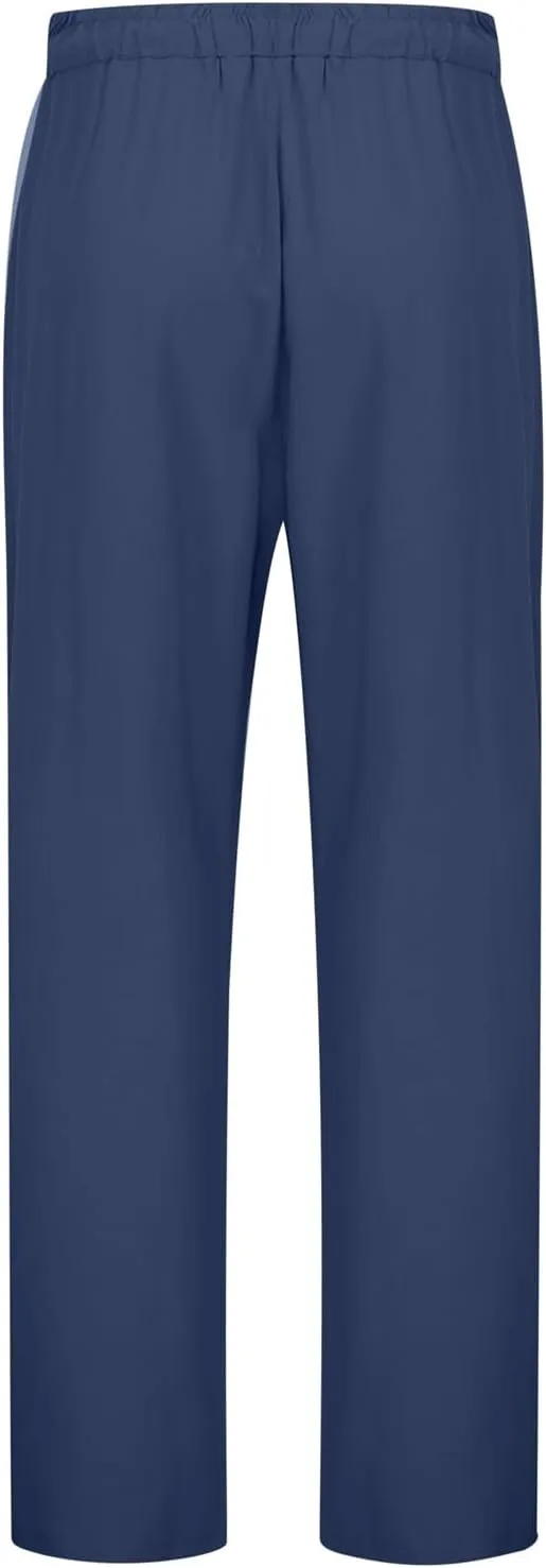 Cotton Linen Pants for Women Summer Casual Capri Pants Waist Elastic Comfy Loose Women's Palazzo Trousers with Pockets