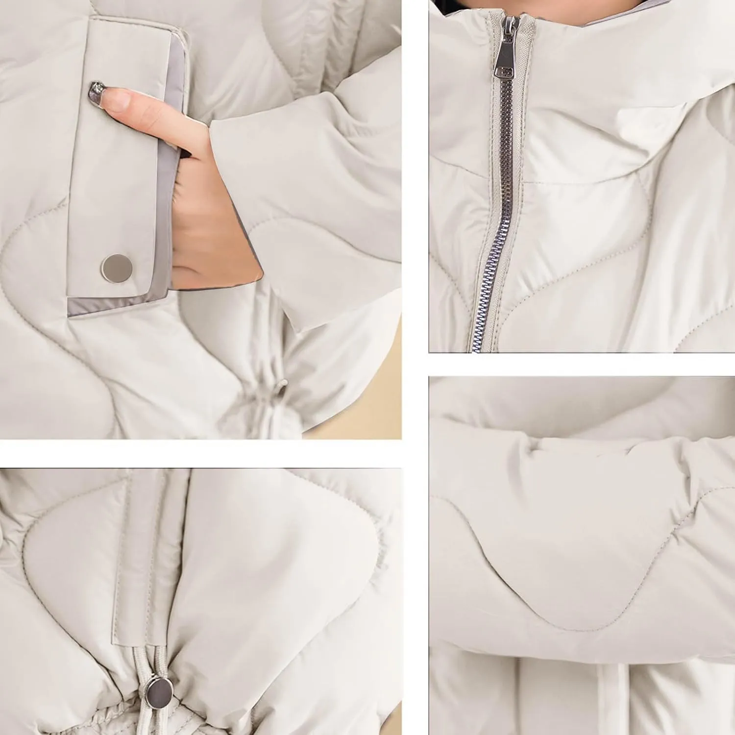Cotton Padded Outerwear Coats for Women Zip Up Quilted Jackets Lightweight Thermal Winter Puffer Parka with Pockets