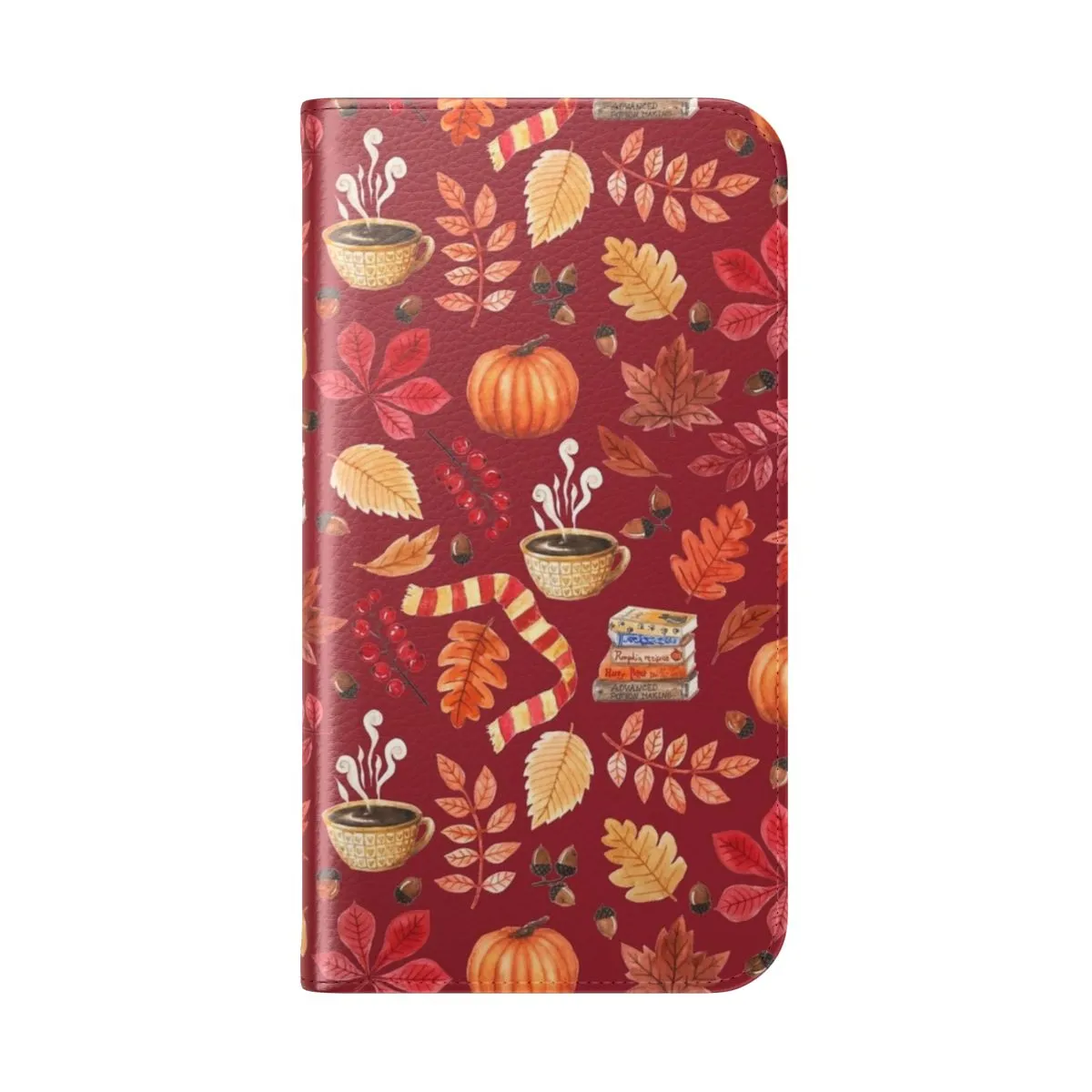 Cozy Autumn Flip Phone Case with Watercolor Leaves