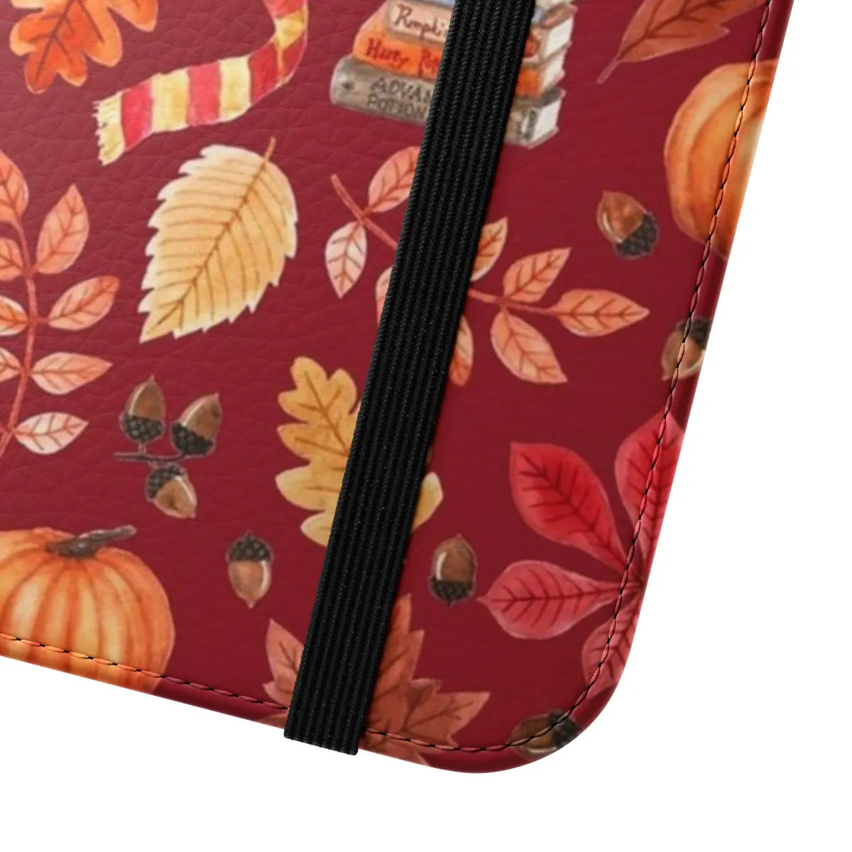 Cozy Autumn Flip Phone Case with Watercolor Leaves