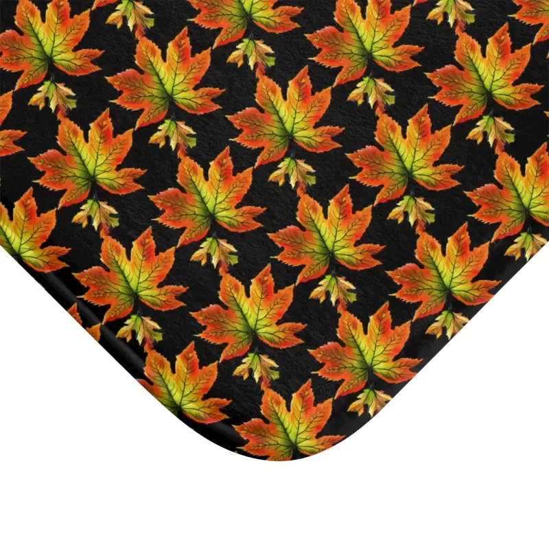 Cozy Autumn Maple Leaves Bath Mat