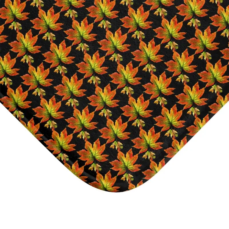Cozy Autumn Maple Leaves Bath Mat