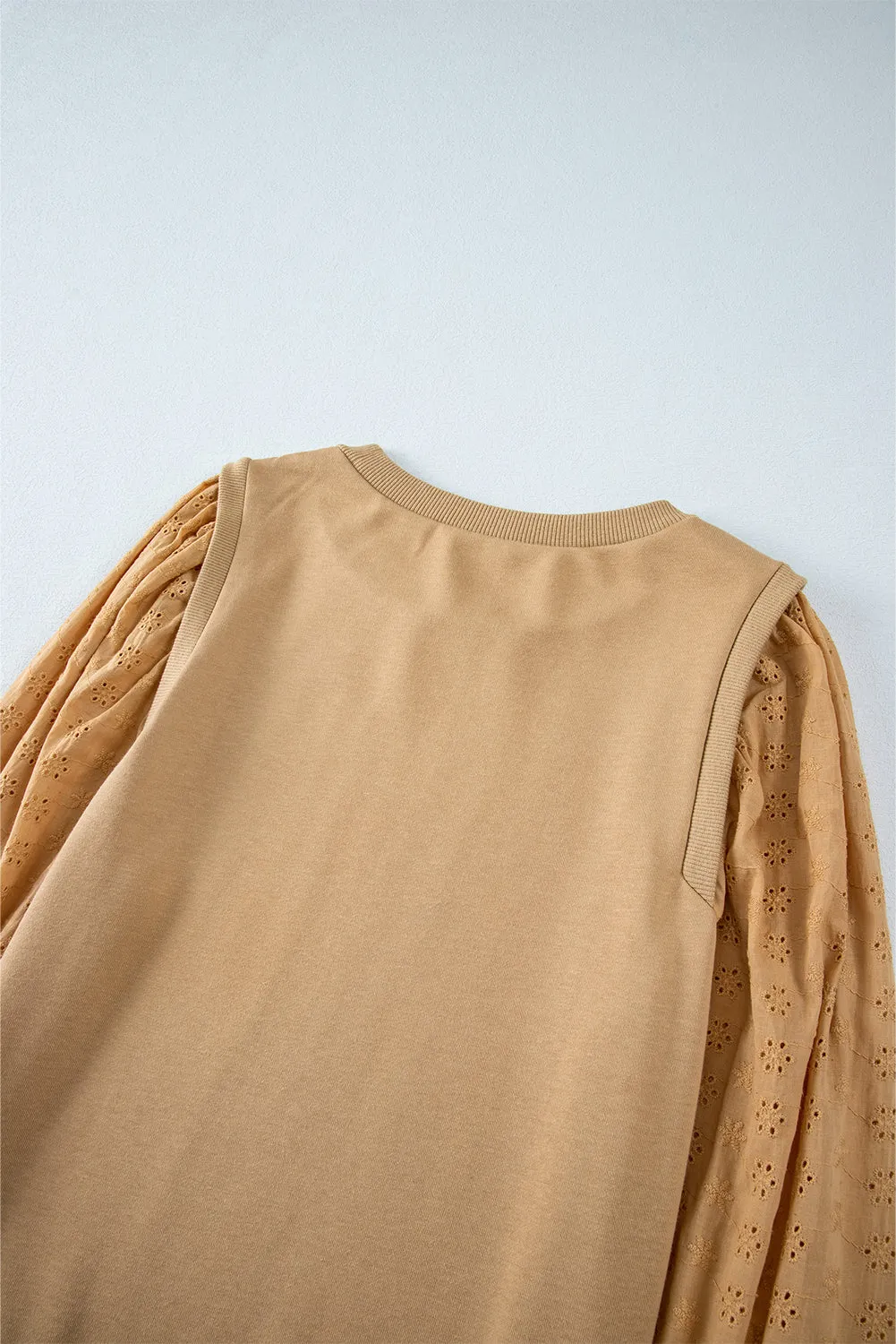 Cozy Textured Patchwork Color Block Round Neck Sweatshirt