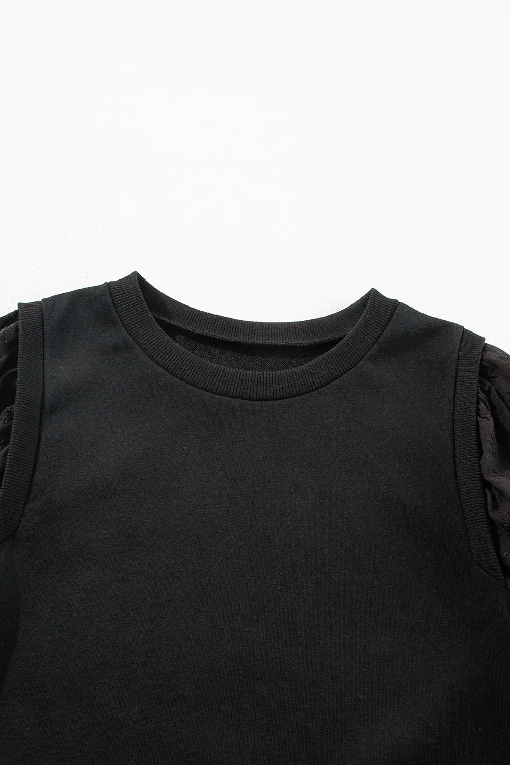 Cozy Textured Patchwork Color Block Round Neck Sweatshirt