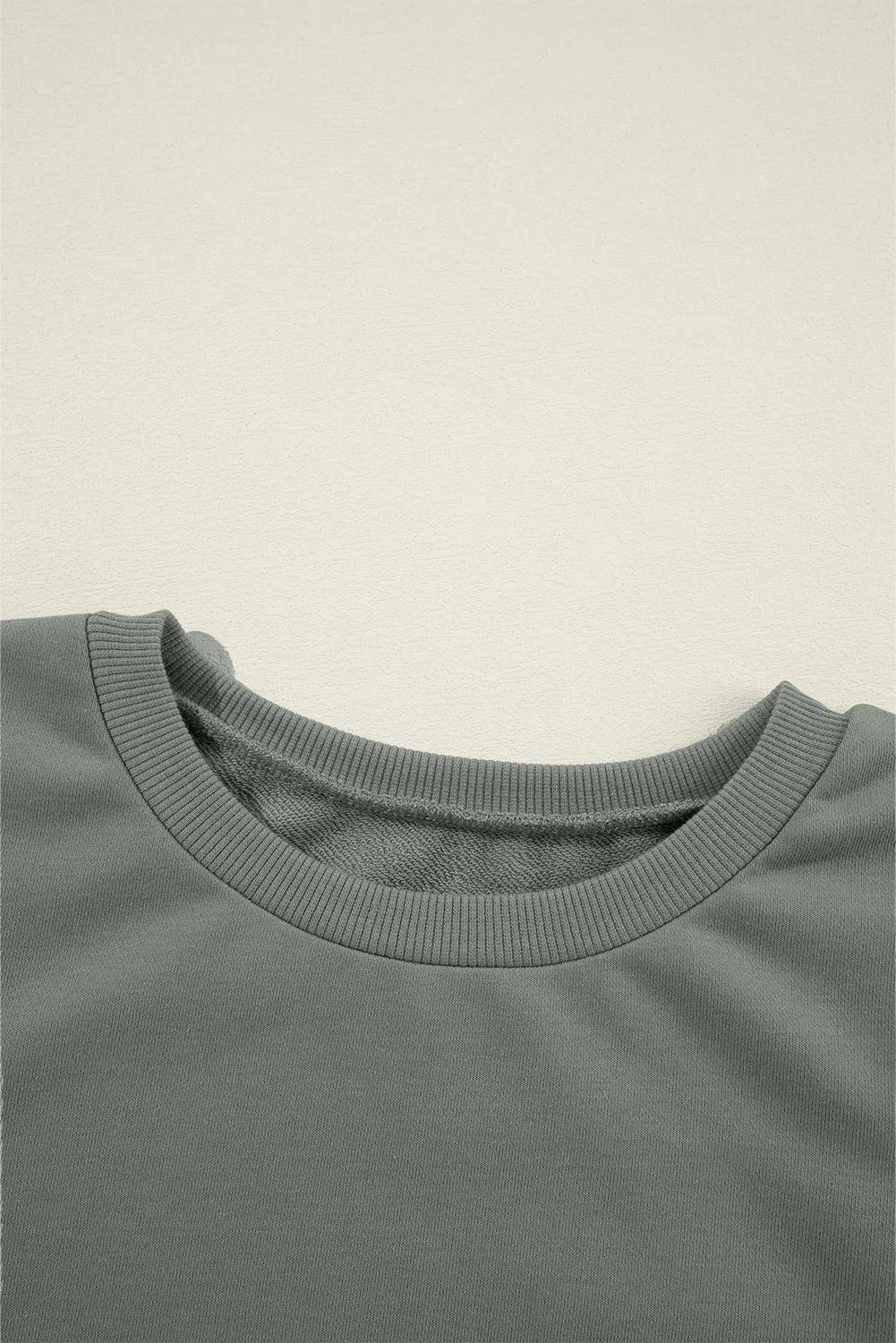 Cozy Textured Patchwork Color Block Round Neck Sweatshirt