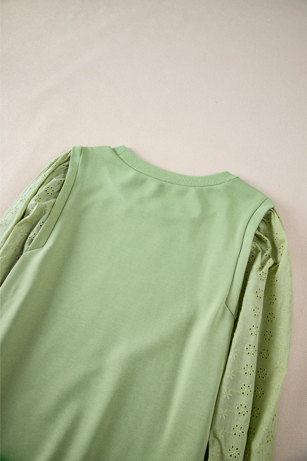 Cozy Textured Patchwork Color Block Round Neck Sweatshirt