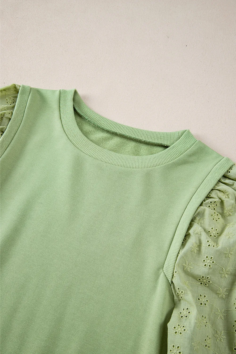 Cozy Textured Patchwork Color Block Round Neck Sweatshirt