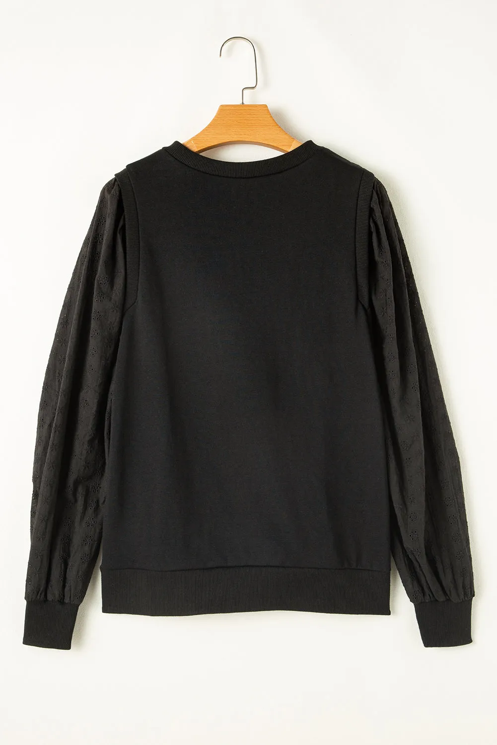 Cozy Textured Patchwork Color Block Round Neck Sweatshirt