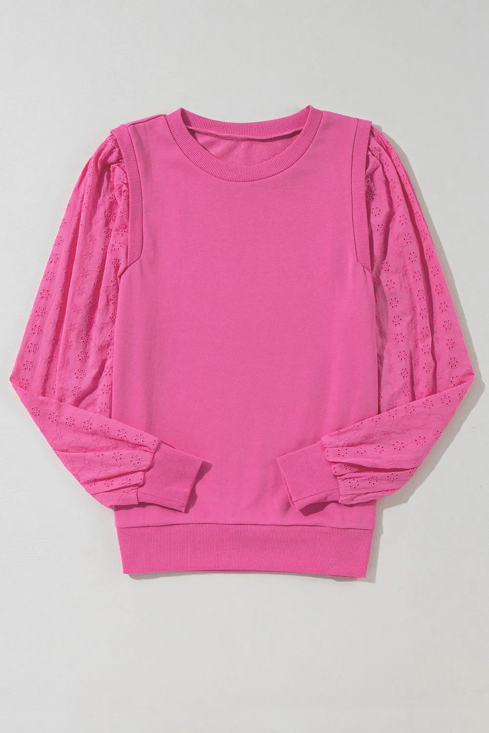 Cozy Textured Patchwork Color Block Round Neck Sweatshirt