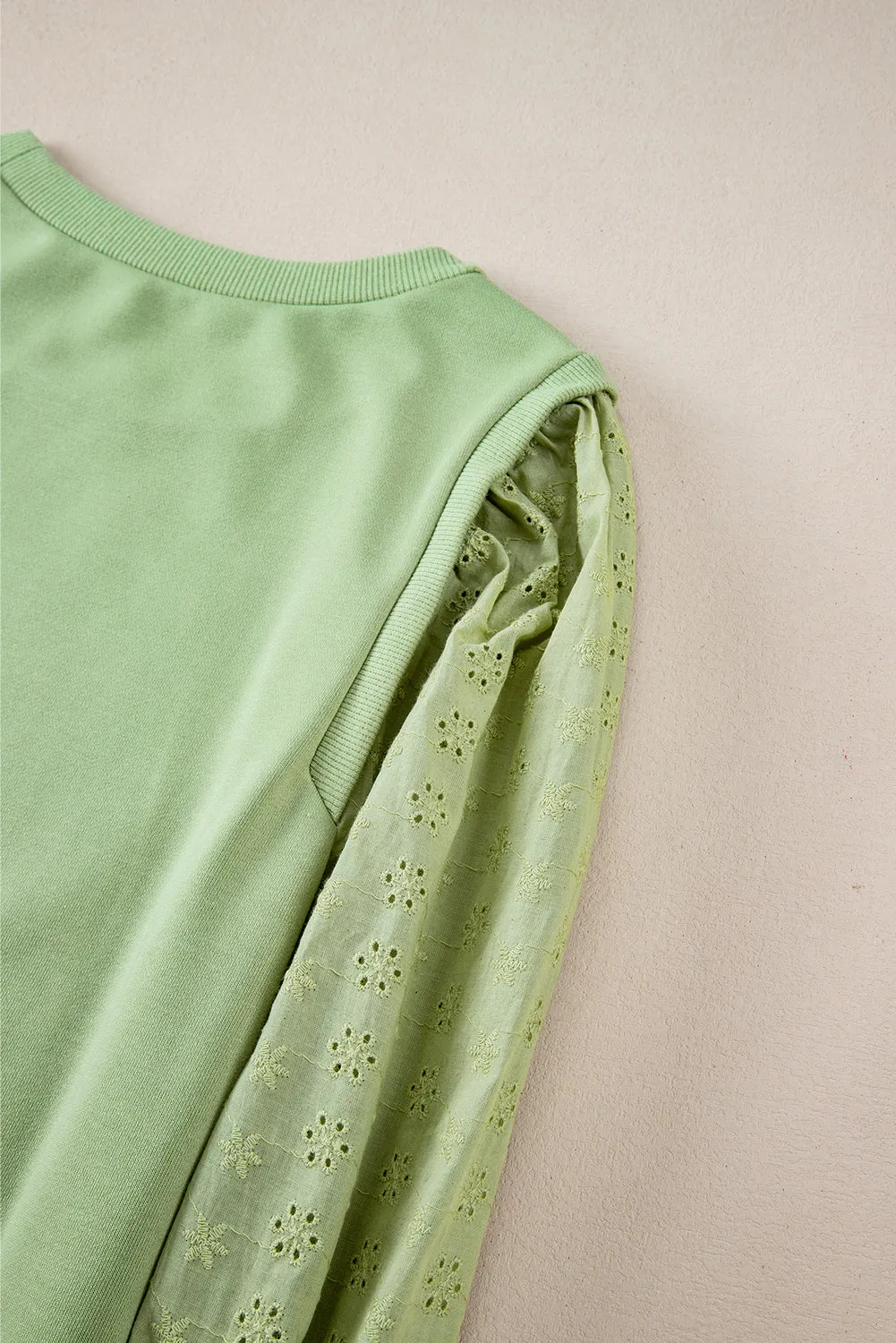 Cozy Textured Patchwork Color Block Round Neck Sweatshirt