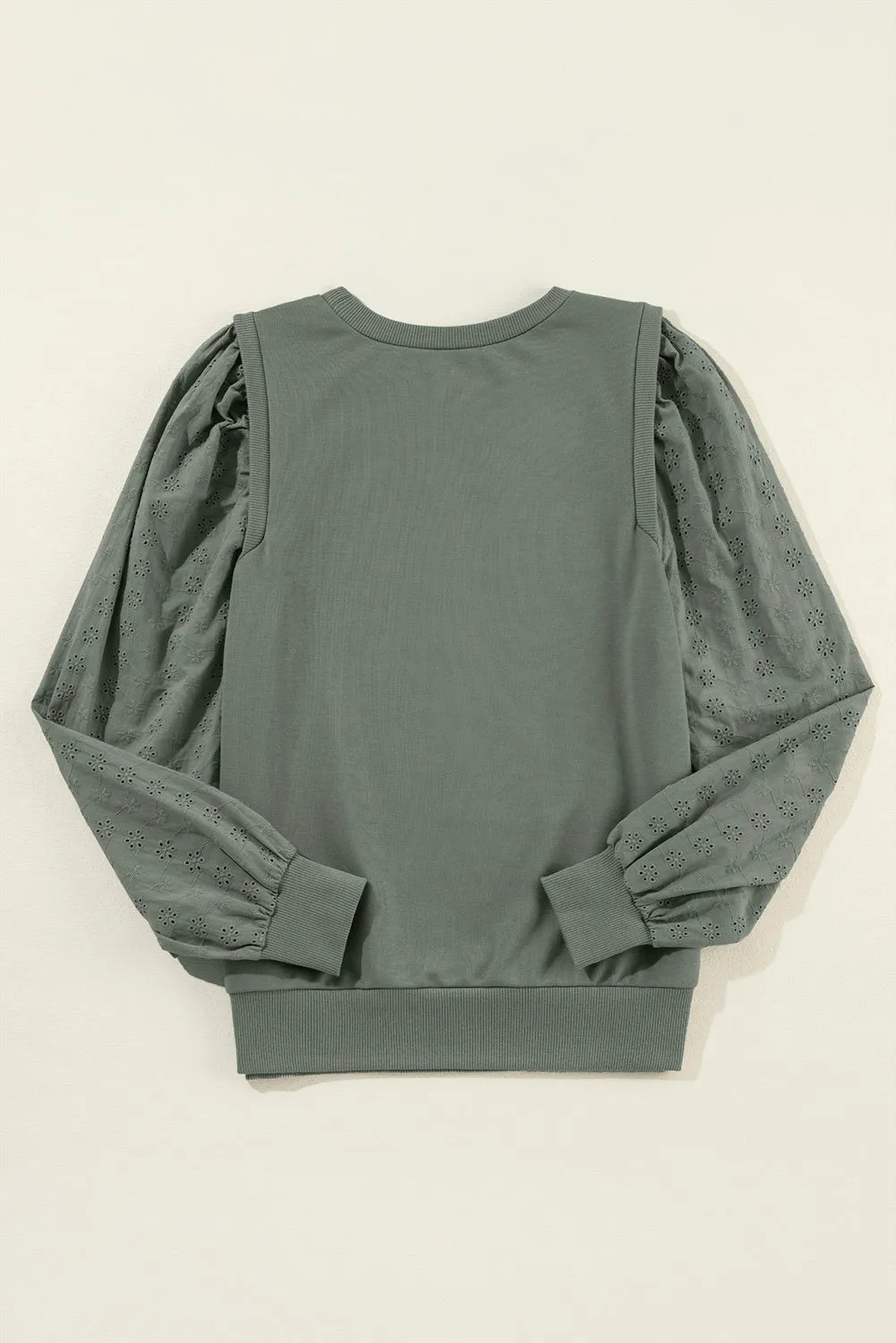 Cozy Textured Patchwork Color Block Round Neck Sweatshirt