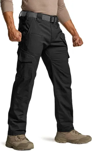 CQR Men's Flex Ripstop Tactical Pants, Water Resistant Stretch Cargo Pants, Lightweight EDC Hiking Work Pants