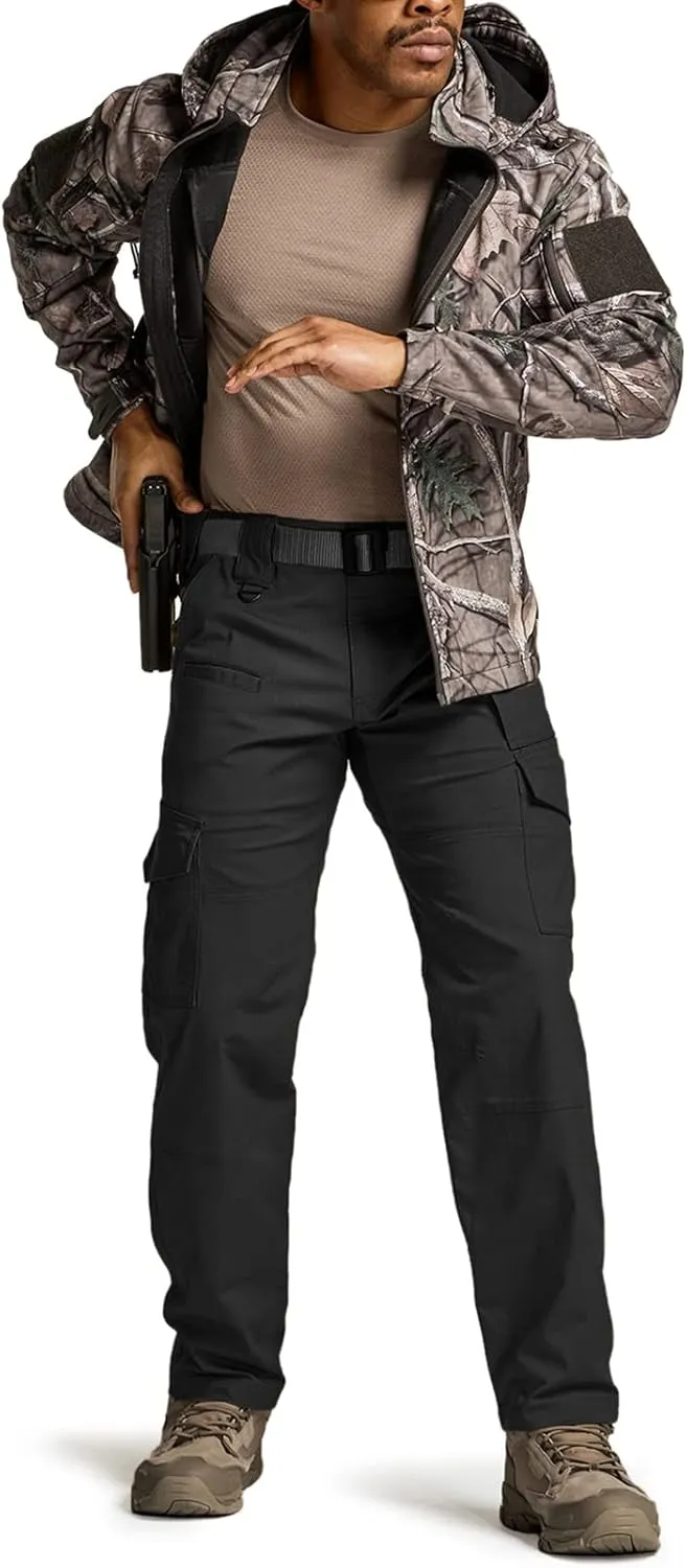 CQR Men's Flex Ripstop Tactical Pants, Water Resistant Stretch Cargo Pants, Lightweight EDC Hiking Work Pants