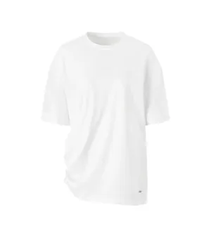Crew neck Ruched Side T-shirt in White