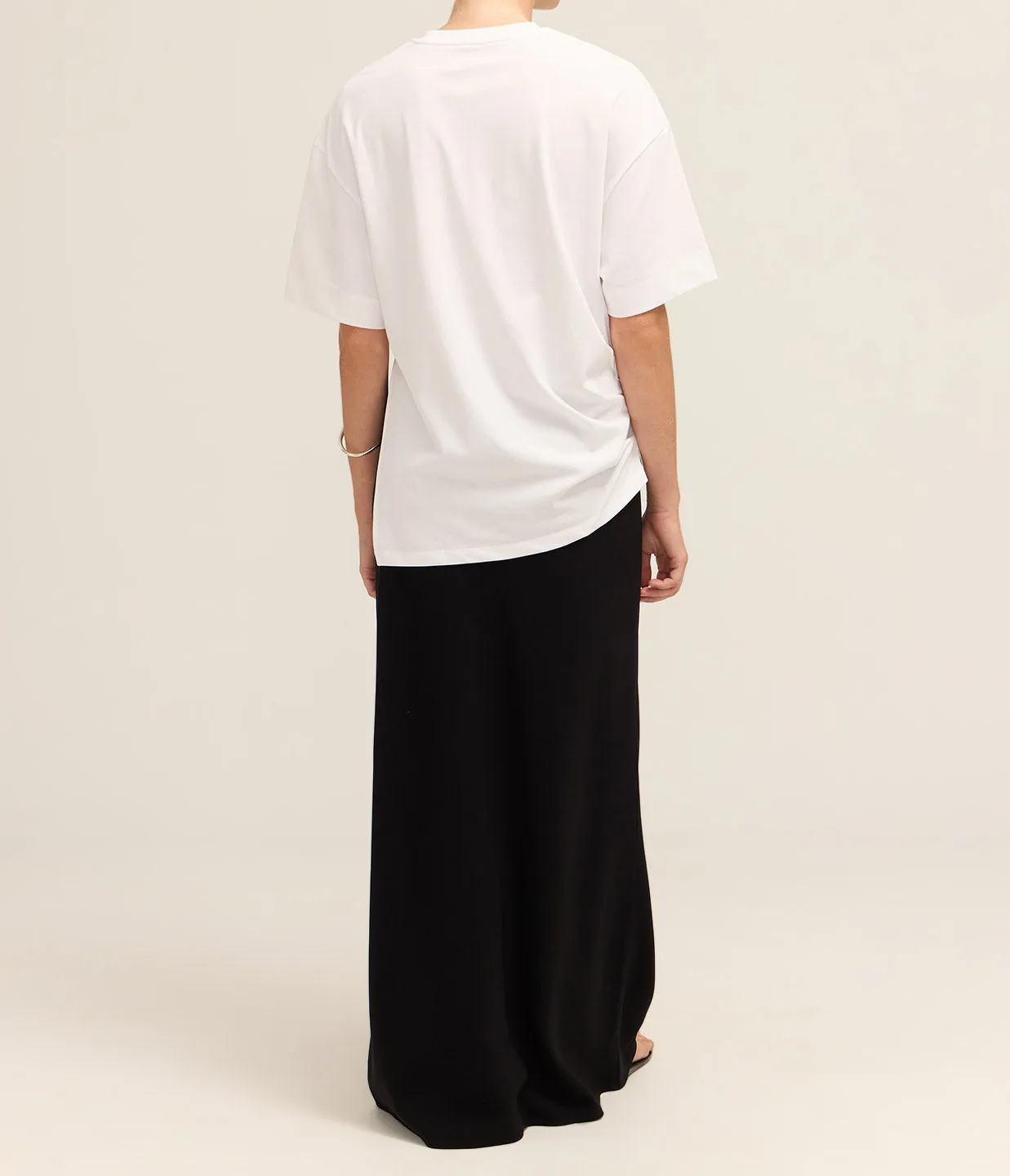 Crew neck Ruched Side T-shirt in White