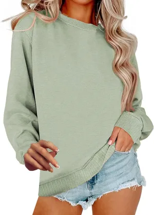 Crew Neck Sweatshirts Women Oversized Fall Sweatshirt Casual Loose Long Sleeve Tops Pullover Cute Y2k Preppy Clothes