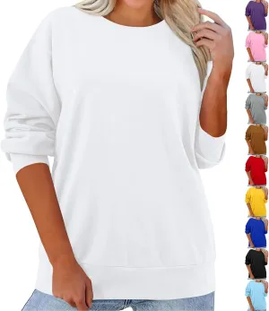 Crewneck Sweatshirts Women Comfy Pullover Crew Neck Sweatshirt Trendy Fleece Fall Sweaters Outfits 2024