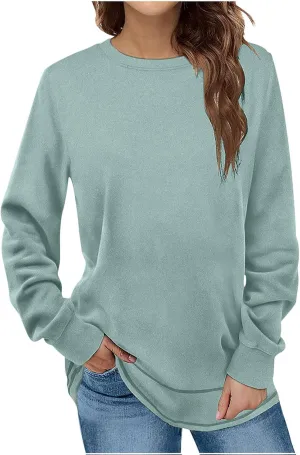 Crewneck Sweatshirts Women Long Sleeve Oversized Sweatshirt Casual Sweaters for Trendy Solid Pullover Sweatshirt